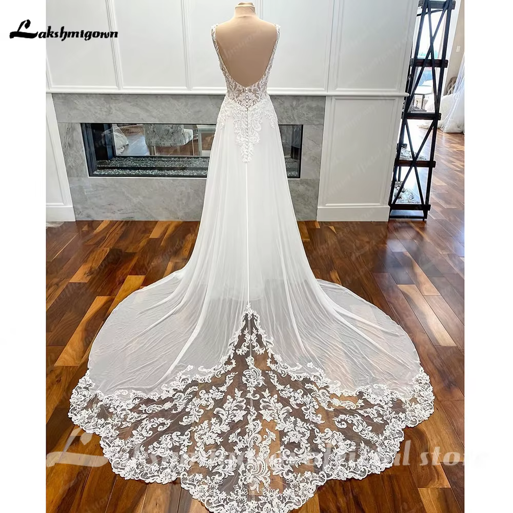 Robes de mariée civiles de luxe en mousseline de soie