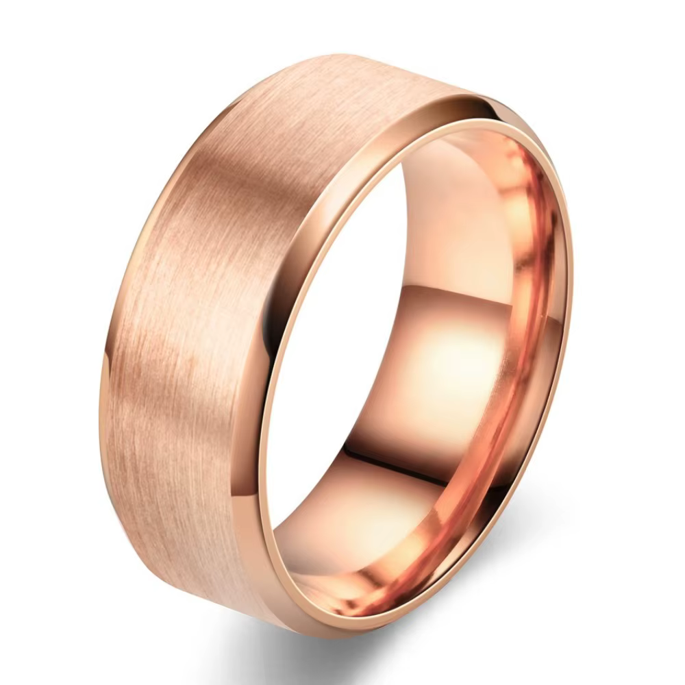 Bague pour homme en acier inoxydable noir 8 mm, tailles US 6-13