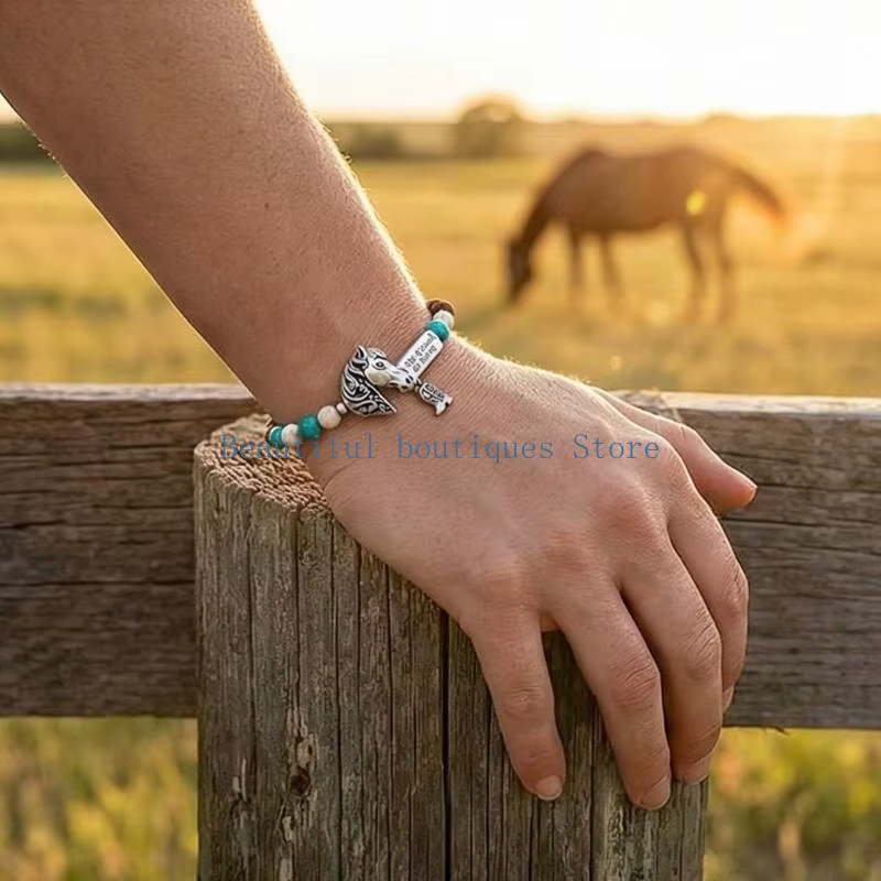U4LF – Bracelet cheval Turquoise réglable bohème