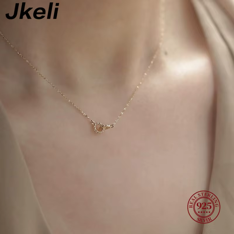 Jkeli coréen exquis pavé cristal géométrie S925 en argent Sterling pendentif collier femmes mode charme fête bijoux
