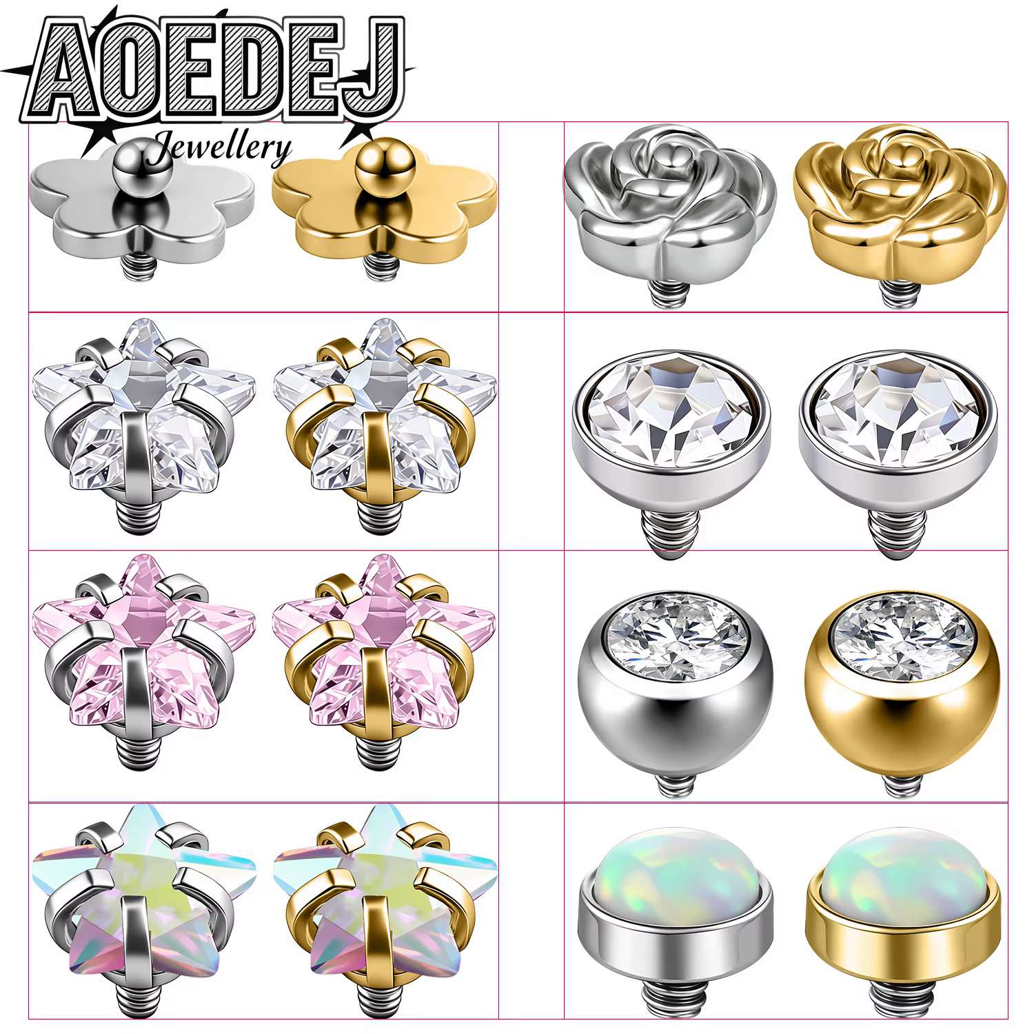 AOEDEJ 1-10 pièces/lot Têtes de clous d'oreilles en cristal CZ 18G