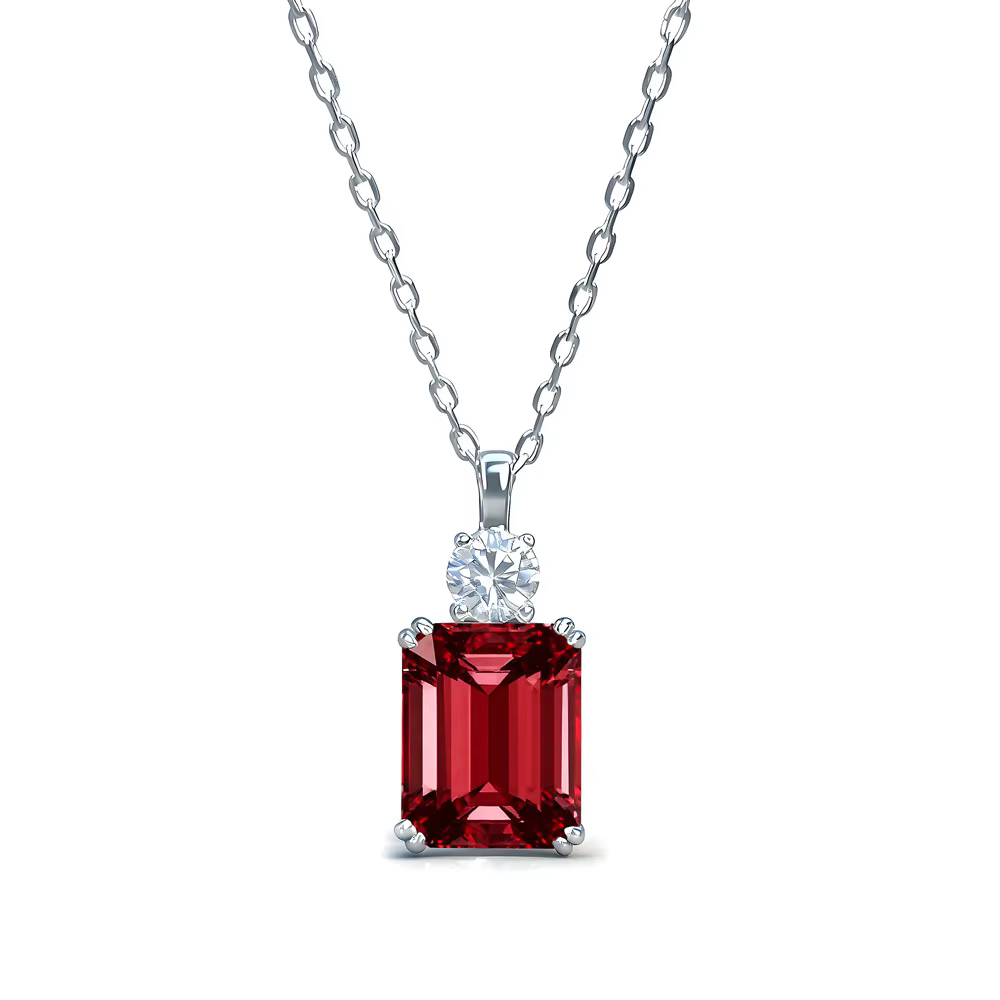 Wong Rain 925 argent Sterling 8*10 MM Tanzanite saphir rubis Citrine émeraude haute teneur en carbone diamant pendentif collier bijoux fins