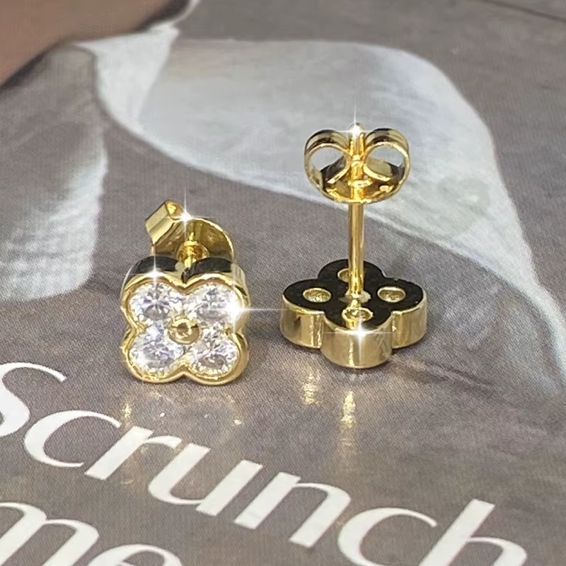 Boucles d'oreilles fleur en moissanite certifiée Lnngy avec certificat pour femmes