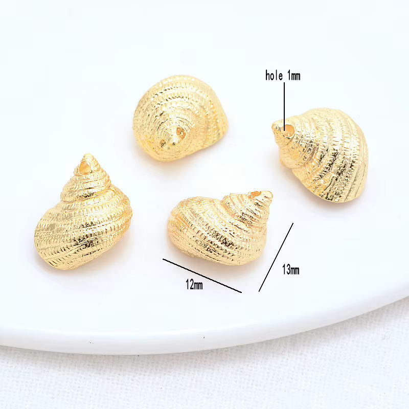 Breloques de Conque en Laiton de 12x13mm et 14K