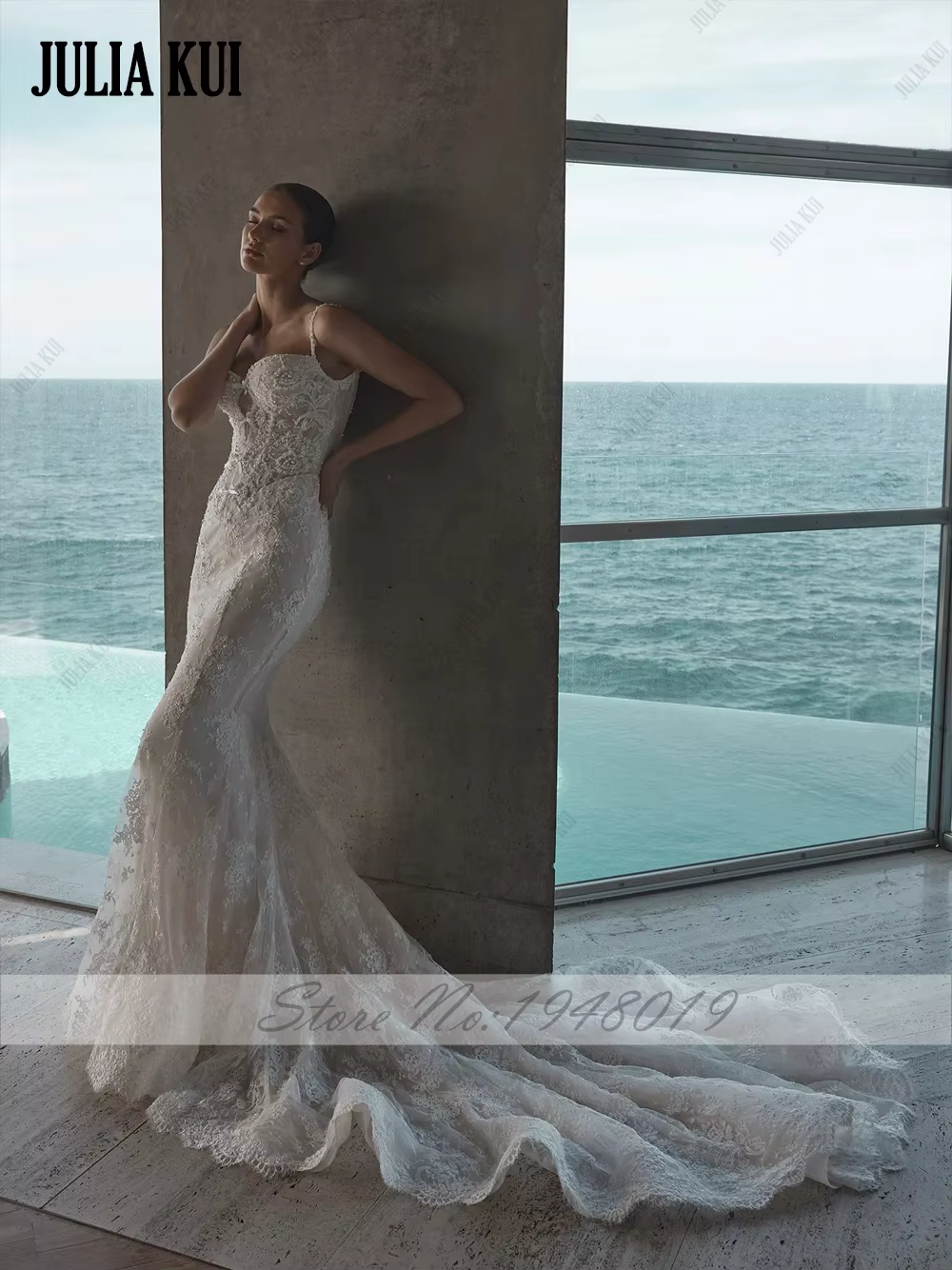 Julia Kui Robes de mariée sirène en dentelle exquise