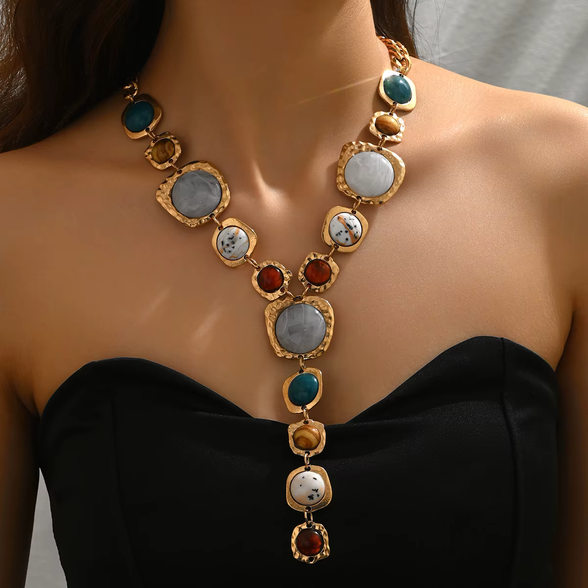 Collier Long rétro en forme de Y pour femmes