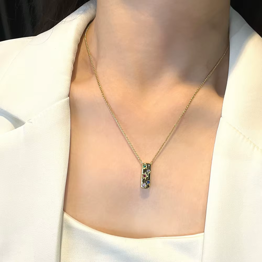 Wong Rain – collier avec pendentif coloré en argent Sterling 925