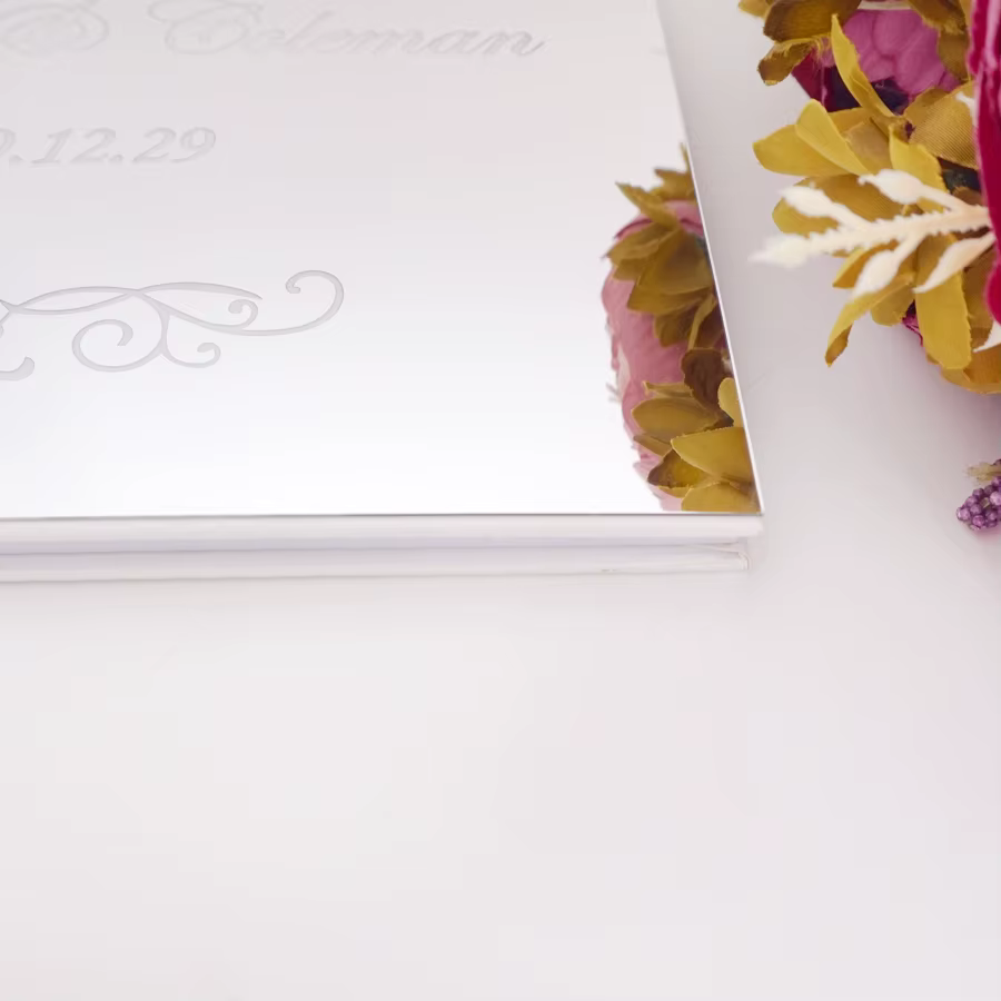 Livre d'or de mariage en acrylique miroir de luxe