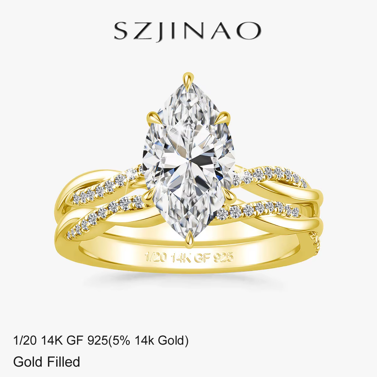 Ensemble de bagues empilables en or 14K rempli
