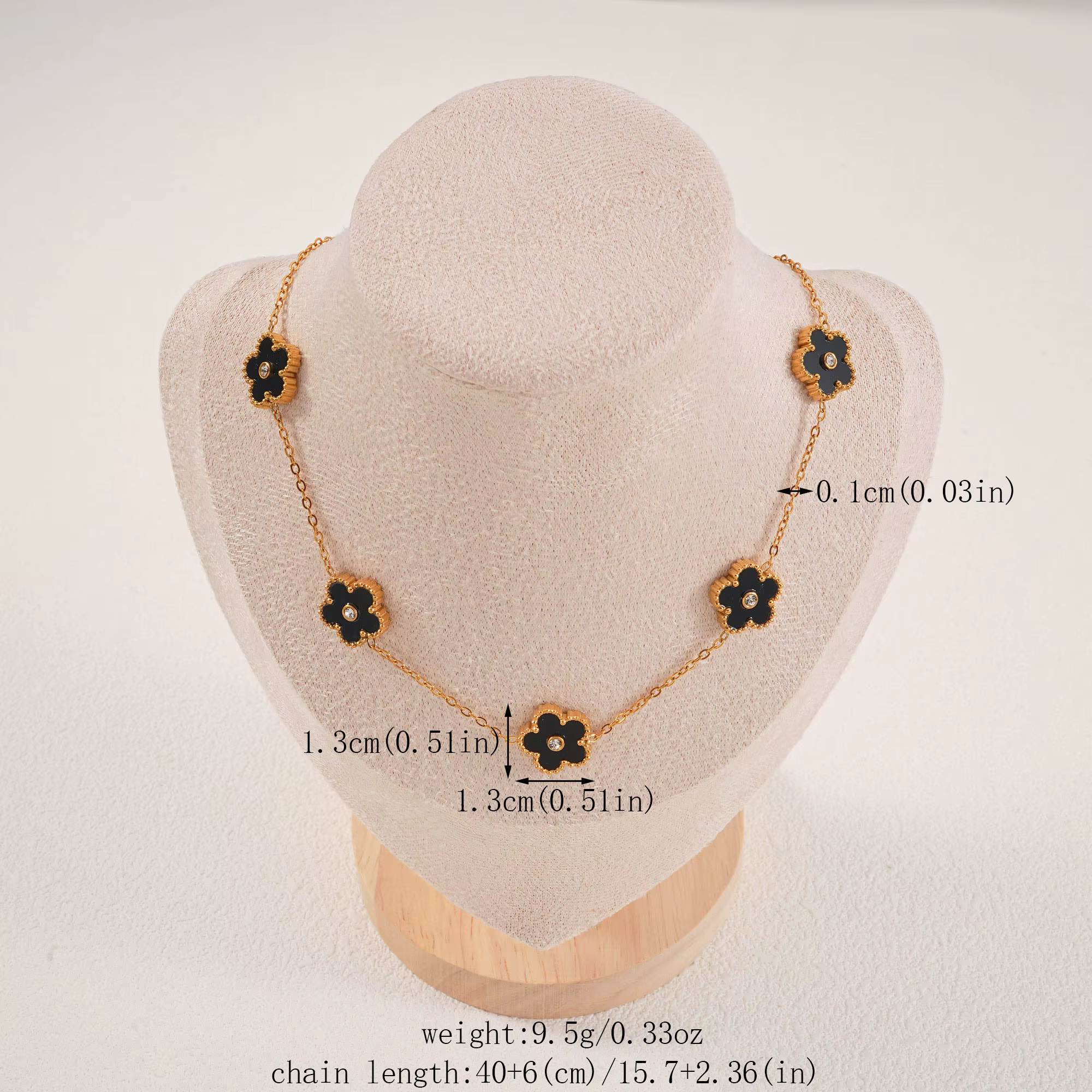 Collier Y vintage en or avec pendentif fleur pour femme