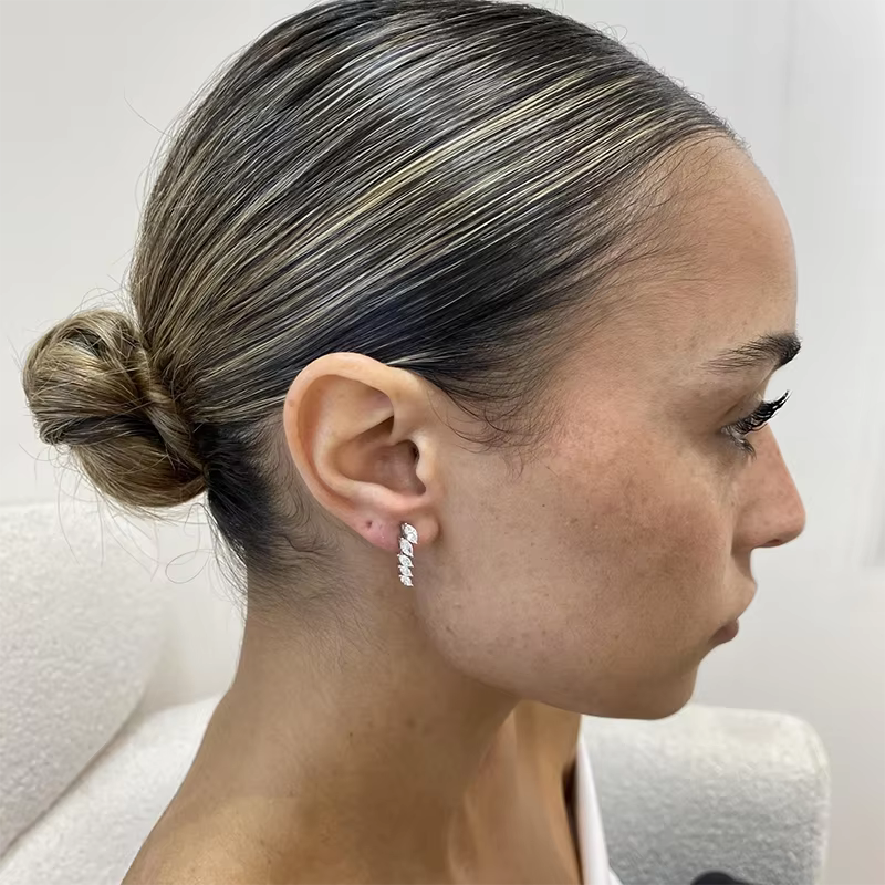 Boucles d'oreilles pendantes en or 14 carats/argent 925
