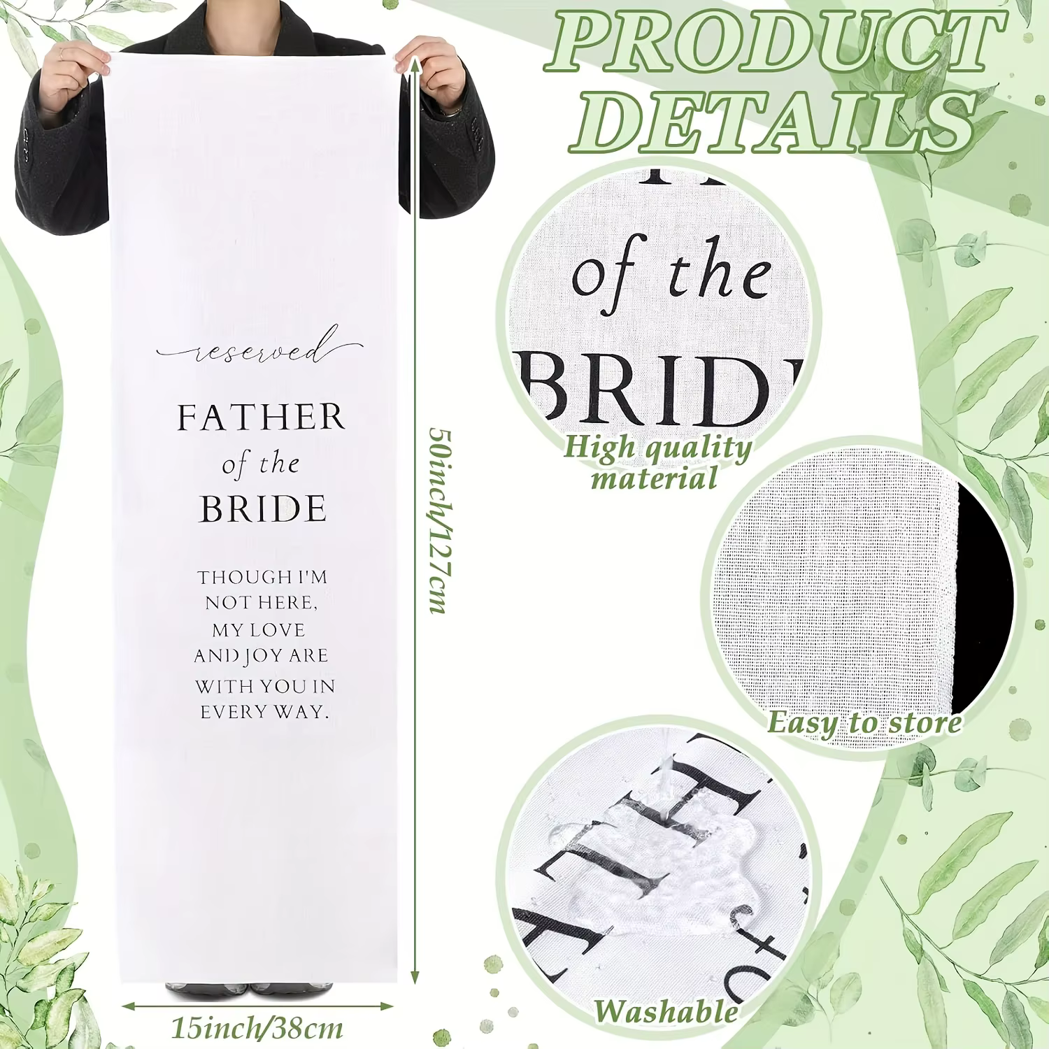 Bannière de signe de chaise réservée commémorative de mariage du père de la mariée dans une mémoire d'amour des Parents