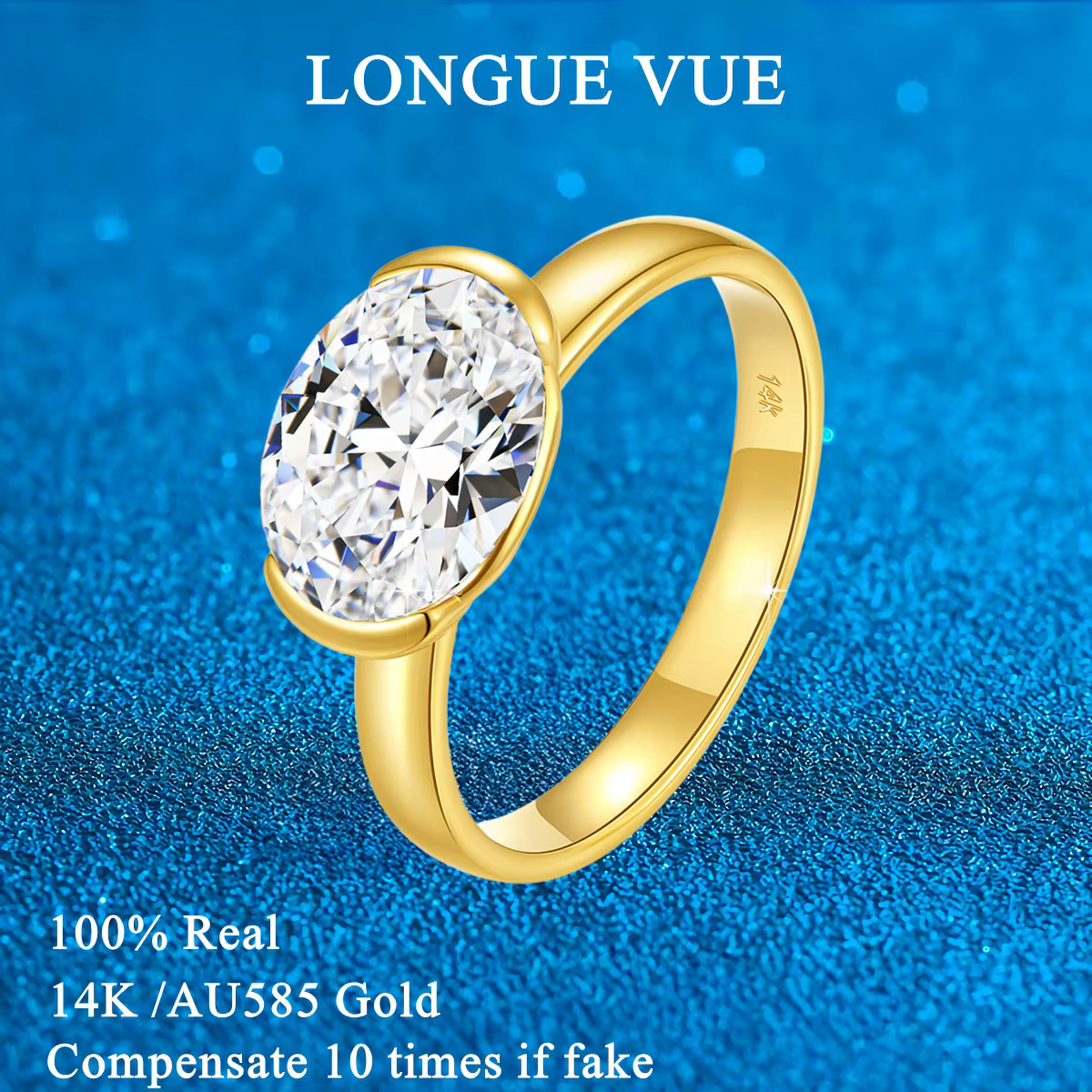 Bague Moissanite en or 3CT 14K