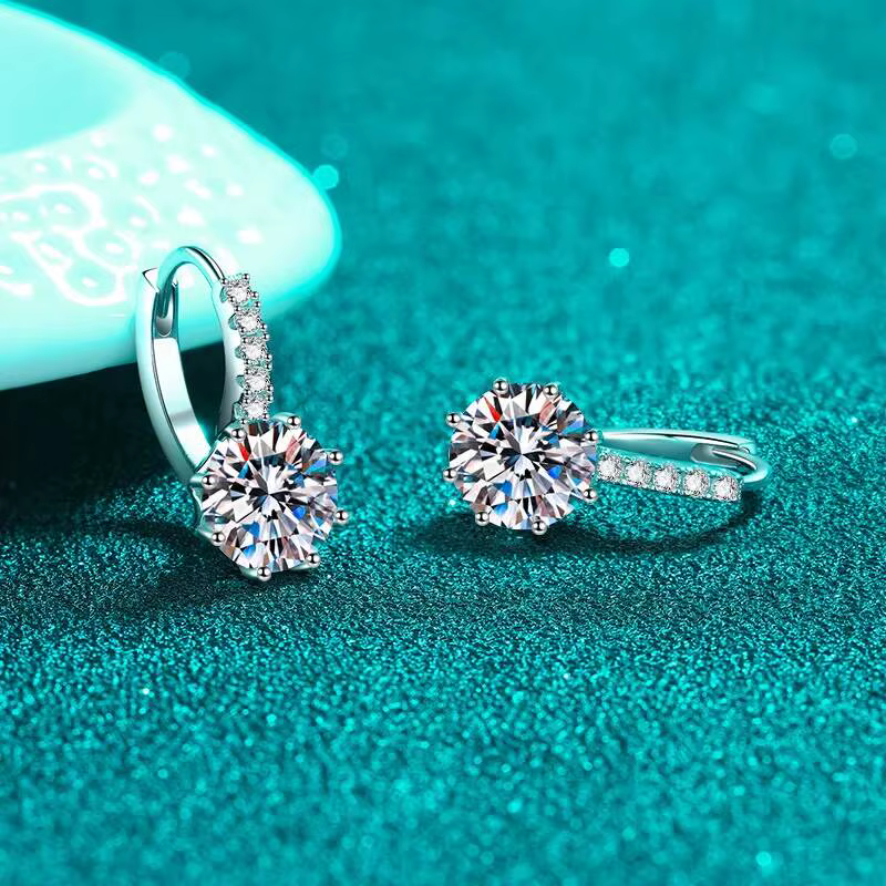 Boucles d'oreilles colorées en Moissanite 4CTTW pour femmes