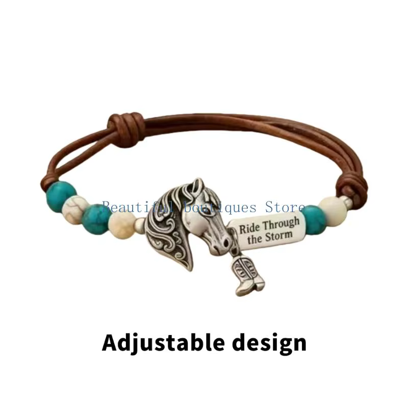 U4LF – Bracelet cheval Turquoise réglable bohème