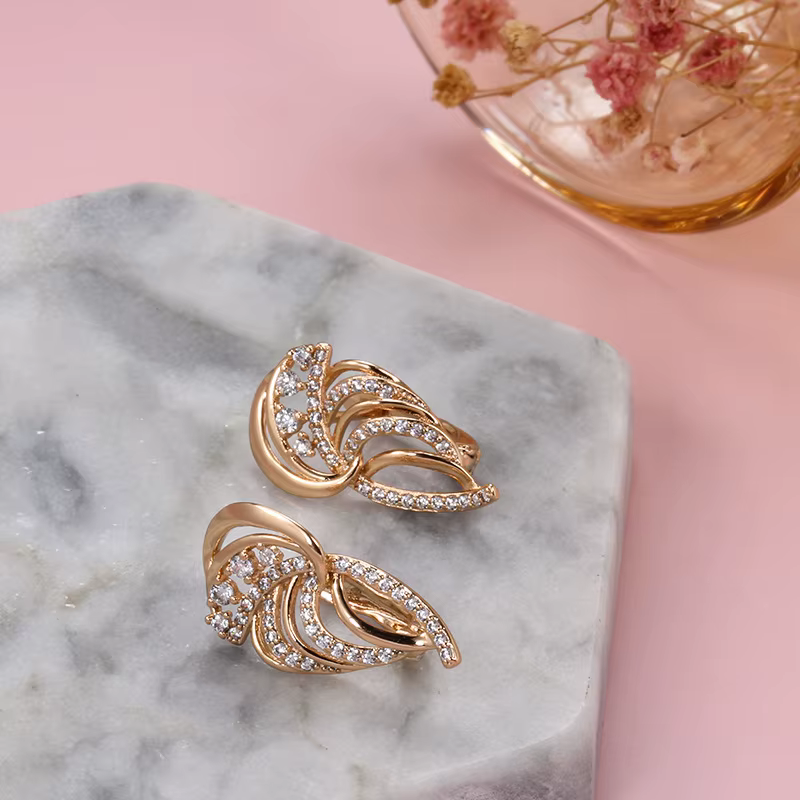 Boucles d'oreilles en or massif 14 carats pour femmes