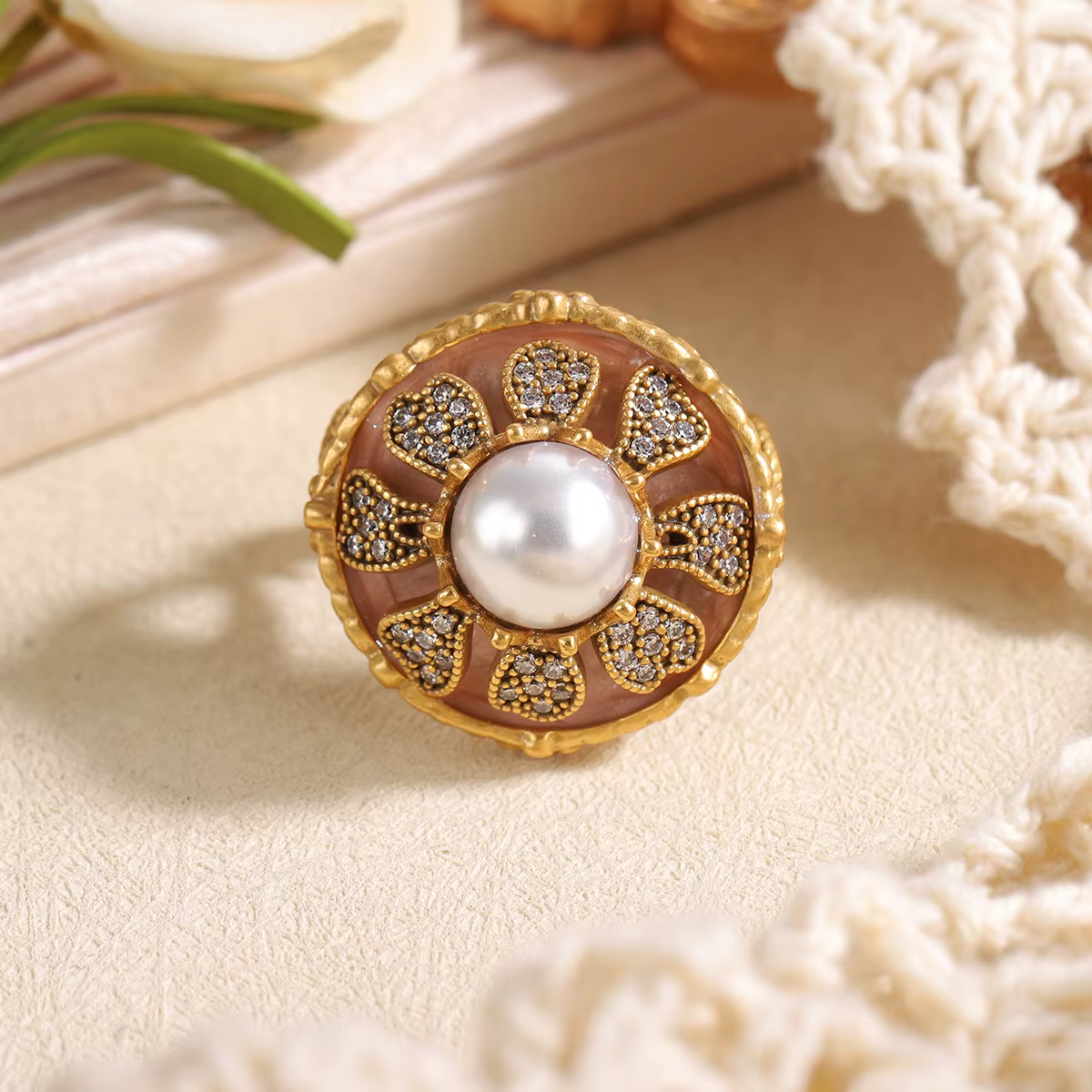 Bague vintage en perles pour femme