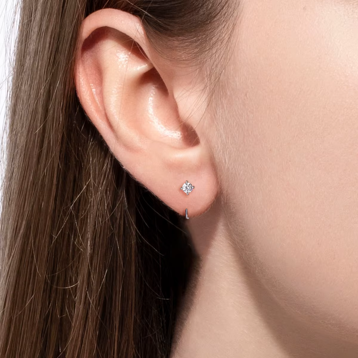4mm D couleur Moissanites classique boucles d'oreilles pour femmes 925 bijoux en argent Sterling 18K plaqué or boucle
