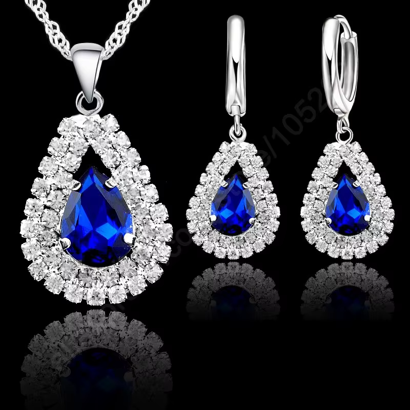 Ensemble de bijoux de mariée en argent Sterling 925