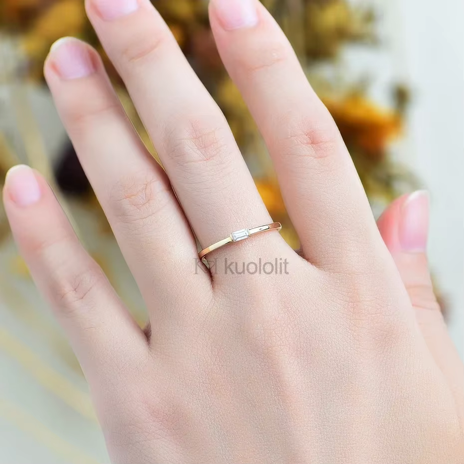 Kuololit 585 14K 10K bague Moissanite en or jaune pour femmes taille émeraude Solitaire fiançailles bijoux de luxe pour cadeau de noël