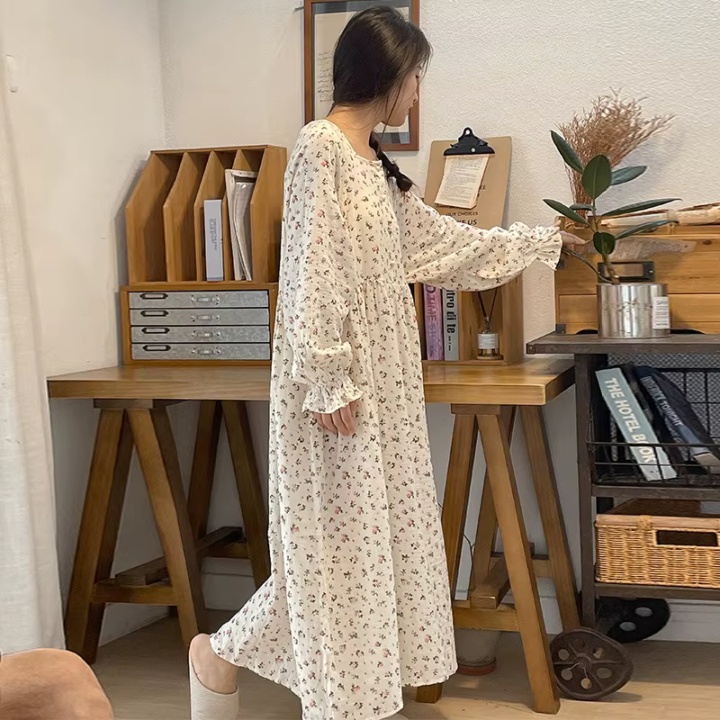 Mousseline 100% coton gaze pour les femmes robe à manches longues bout
