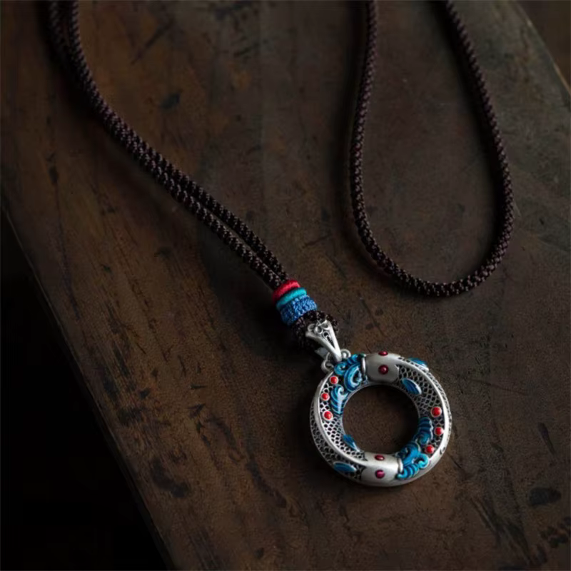 Collier Koi en émail de style ethnique pour femmes