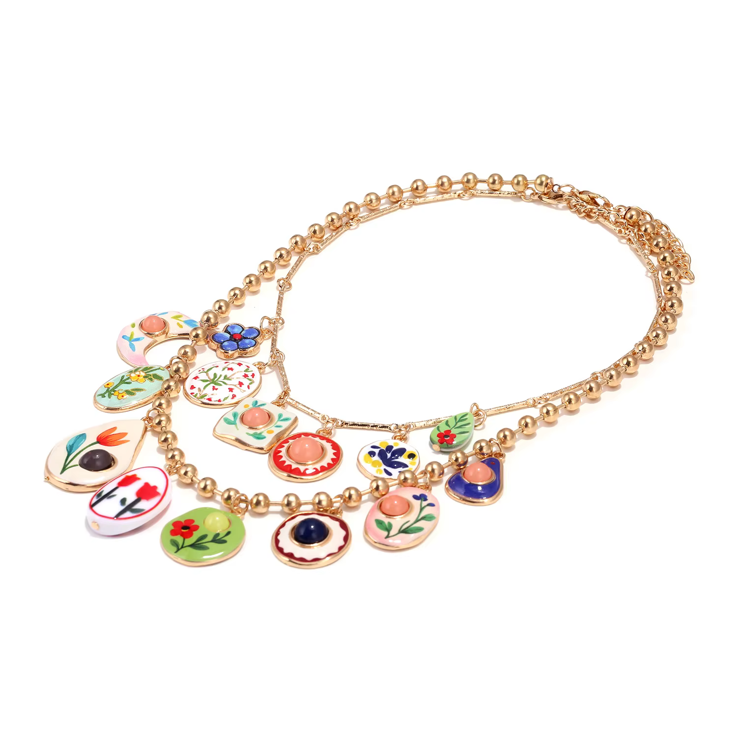 Collier ras du cou bohème en émail floral pour femme