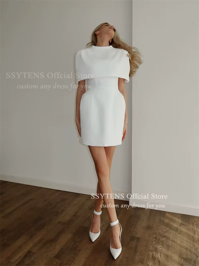 SSYTENS Robe Courte de Mariage Coupe A-Line Sans Manches