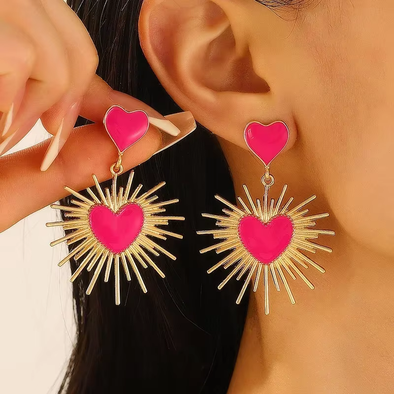 Boucles d'oreilles géométriques irrégulières en forme de cœur et d'épine pour femmes