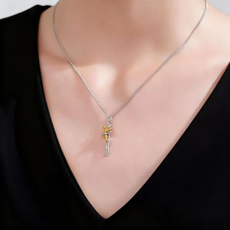 Collier pendentif bicolore « Family Warm » design créatif détachable Mère et Enfant