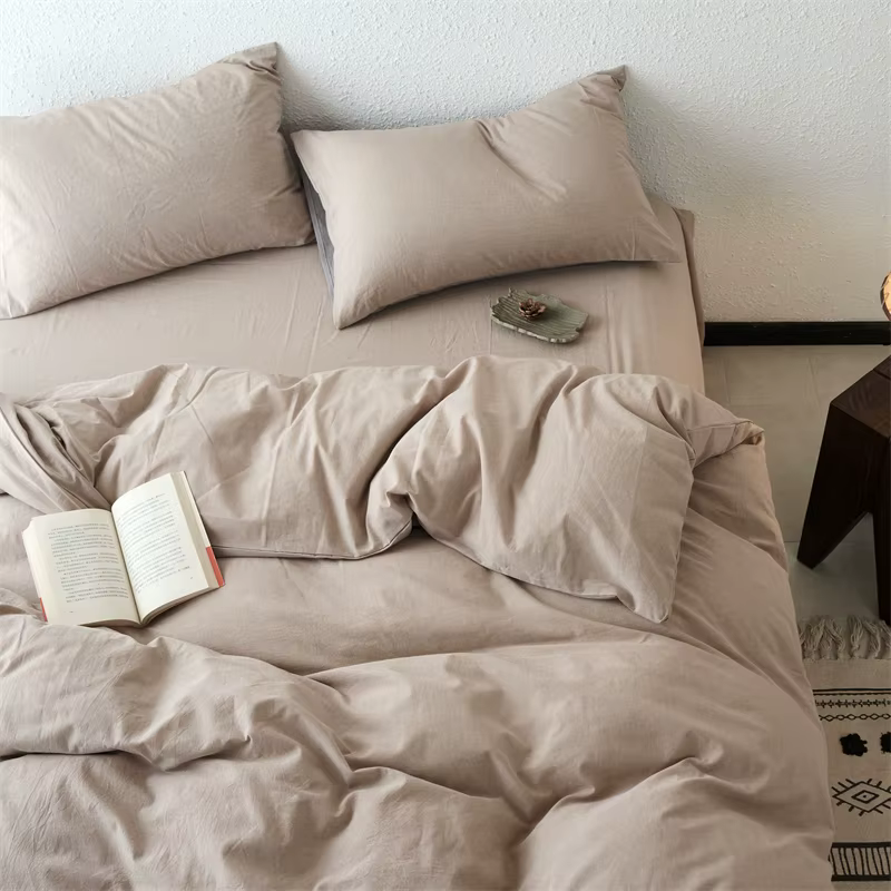 Ensemble de housse de couette en pur coton lavé