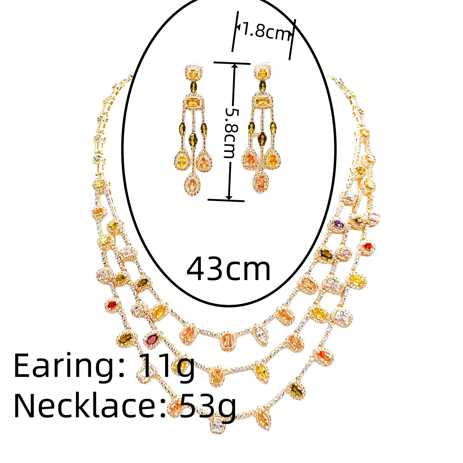Ensemble collier et boucles d'oreilles en strass brillant