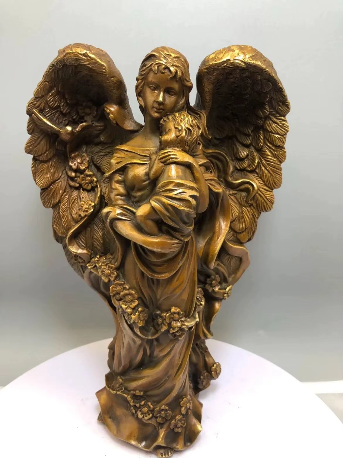Ancienne collection art classique christianisme catholicisme bronze sculpture statue ange