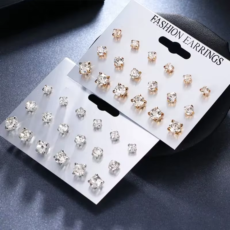 Ensemble de boucles d'oreilles à tige classique pour femme