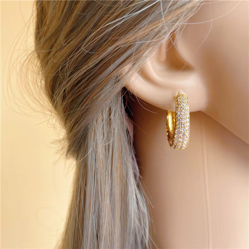 Huitan – boucles d'oreilles créoles creuses couleur or pour femmes