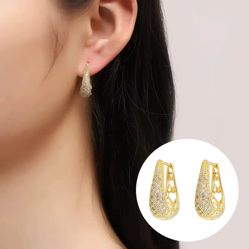 Huitan – boucles d'oreilles créoles couleur or/argent pour femmes