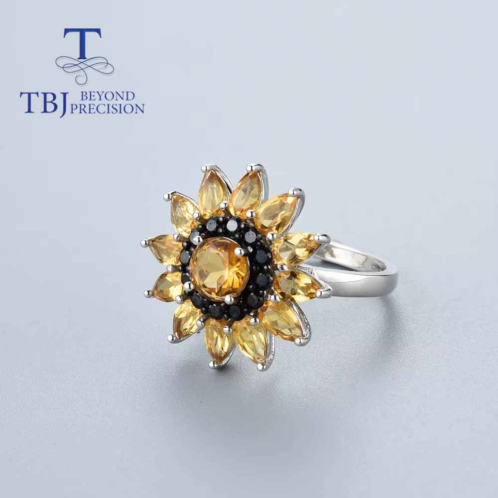 Bague en pierre précieuse citrine naturelle