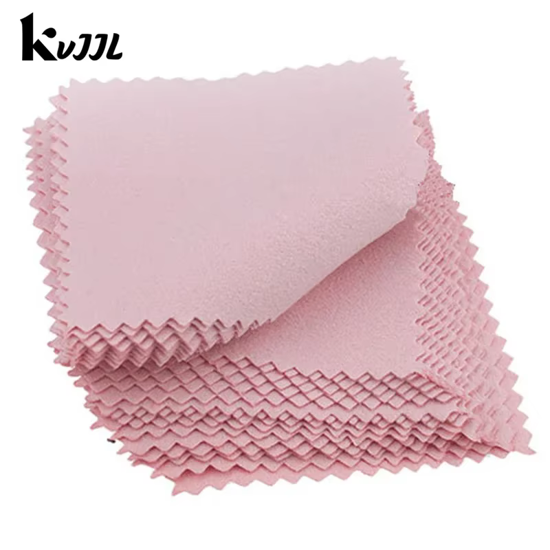 50 pcs/pack 8 cm * 8 cm bijoux polissage couleur rose tissu vernis chiffon de nettoyage soin pour 925 propre