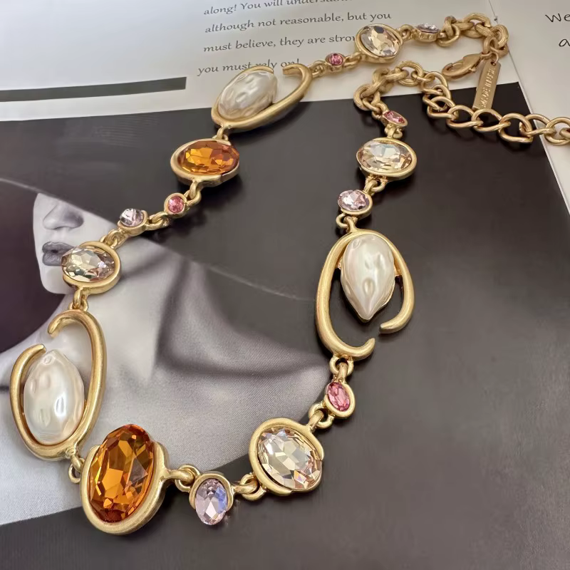Glam O-Link – collier ras du cou avec pendentif en strass