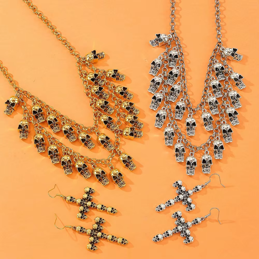 Bijoux d'Halloween exagération squelette collier ras du cou clavicule chaîne Horro fête Cosplay gland crâne os breloques colliers
