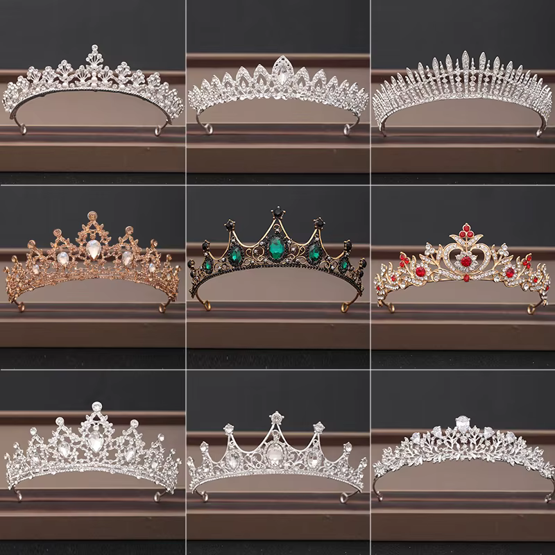Diadèmes de mariée baroques en cristal avec strass