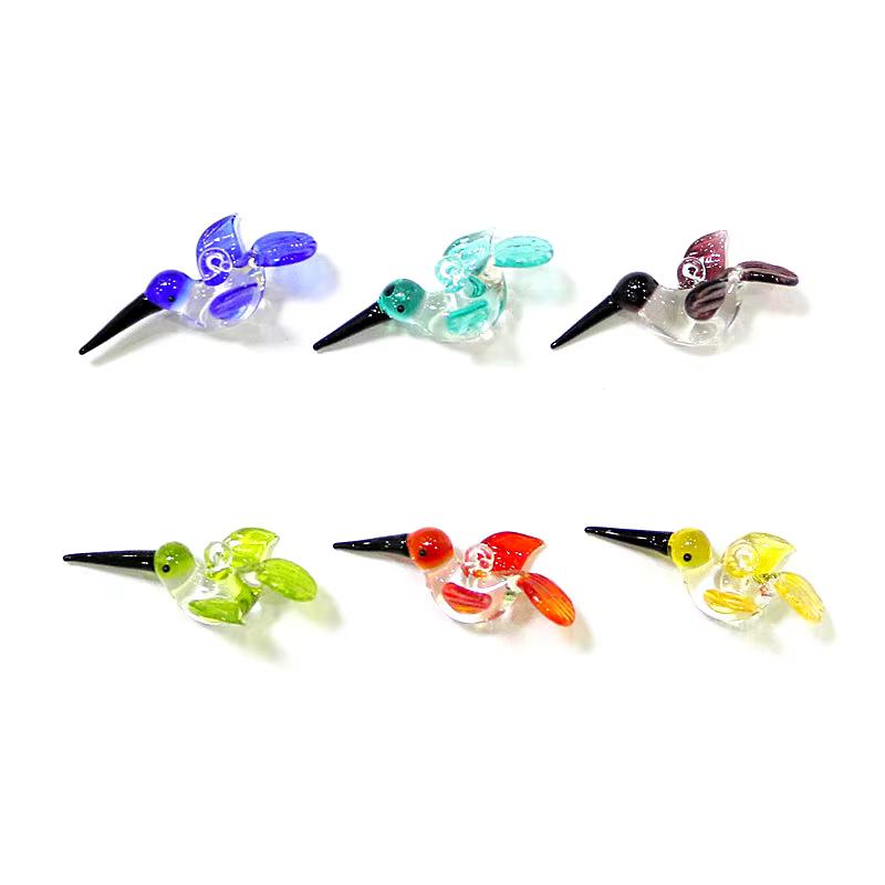 2 pièces clear mini hummingbird pendentif en verre adorable oiseau charme décorations pour diy bijoux colliers faire des accessoires ou des bonsaï de jardin micro paysage décoration compléments