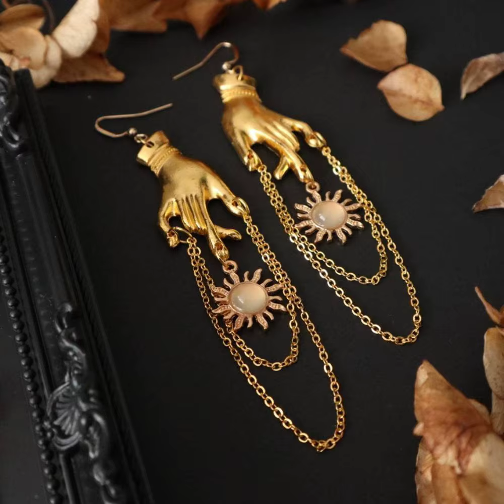 Boucles d'oreilles gothiques Hip Hop couleur or pour femmes