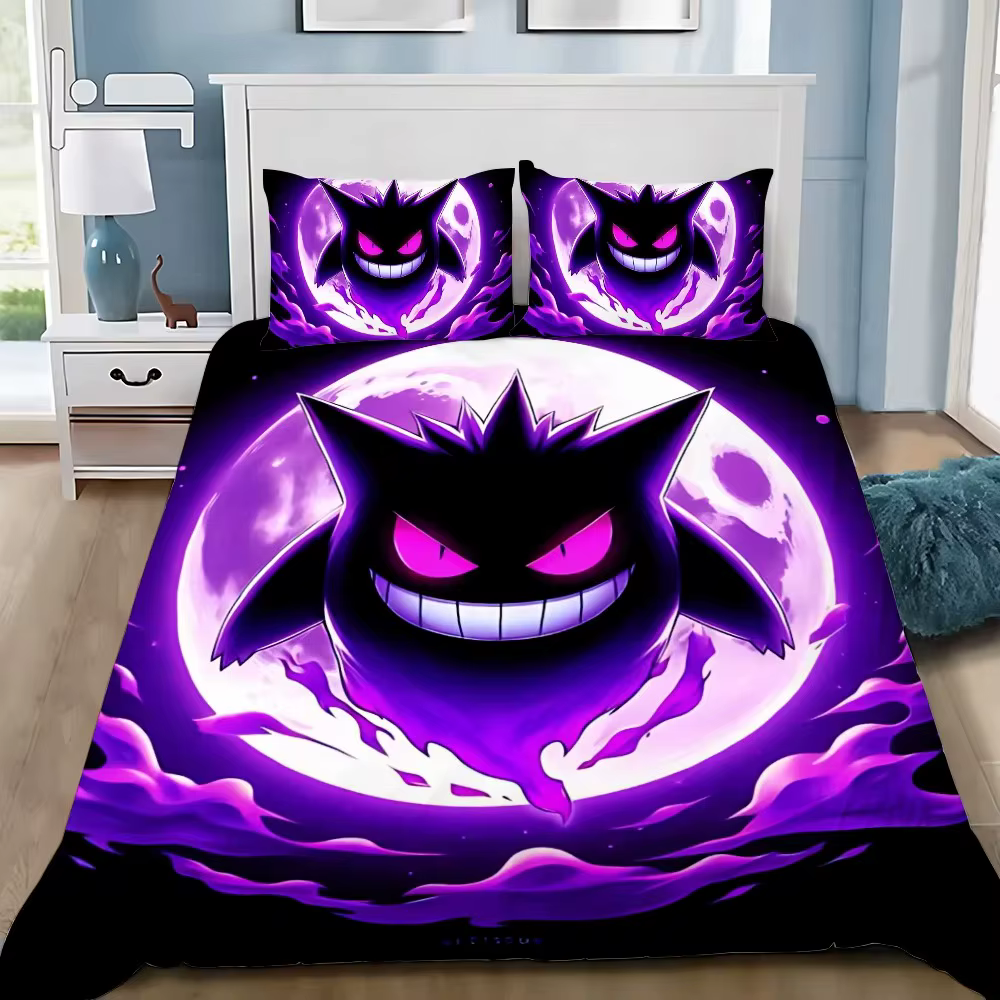 Housse de couette et taie d'oreiller Gengar de dessin animé