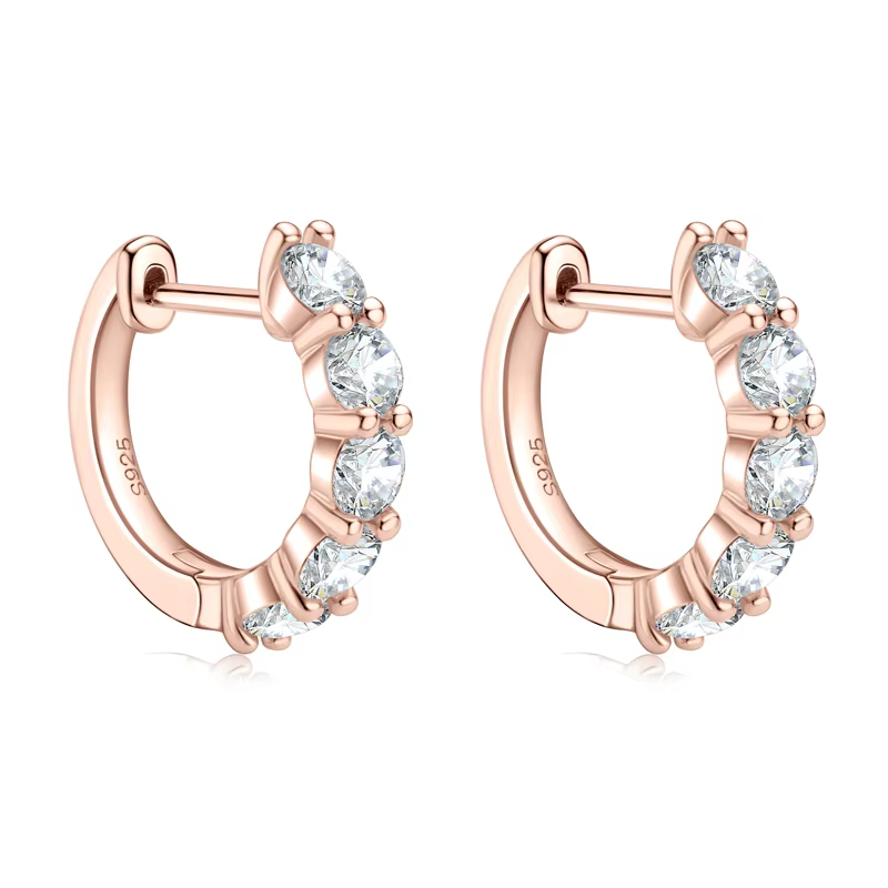 IOGOU – boucles d'oreilles Huggie couleur Moissanite pour femmes et filles