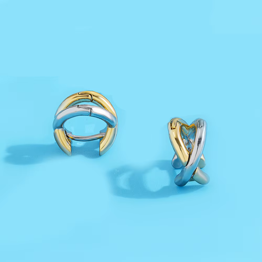 Boucles d'oreilles créoles crd'appareils-cross en métal doré pour femmes
