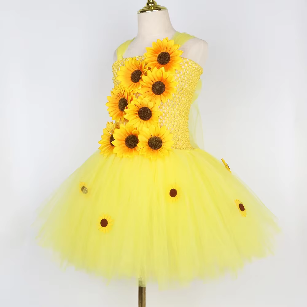 Robe de princesse féerique tournesol pour filles