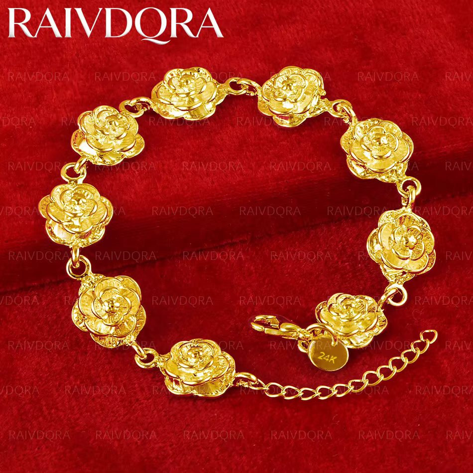 Bracelet chaîne en or rose plaqué or 18 carats pour femmes