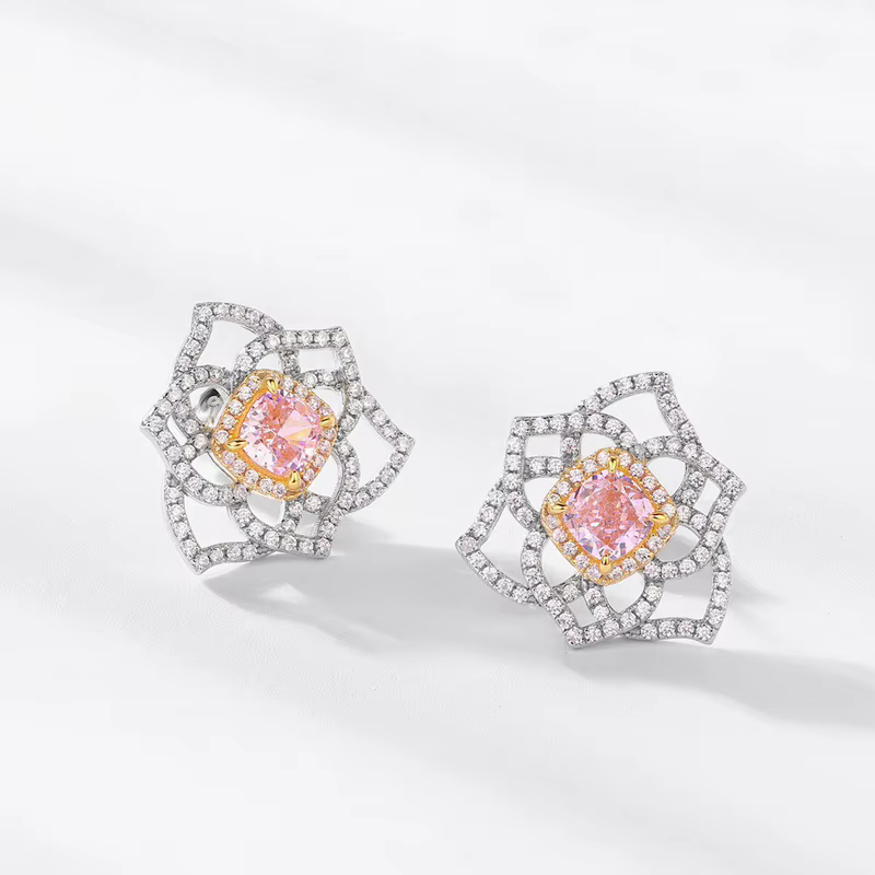 WUIHA Vintage 925 en argent Sterling laboratoire saphir diamants à haute teneur en carbone pierres précieuses Cocktail fleur boucles d'oreilles bijoux fins