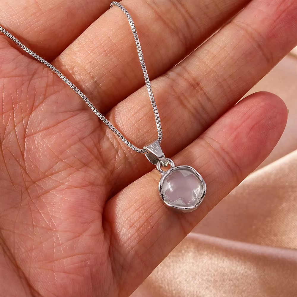Aihua – collier rond minimaliste avec pendentif en opale pour femmes